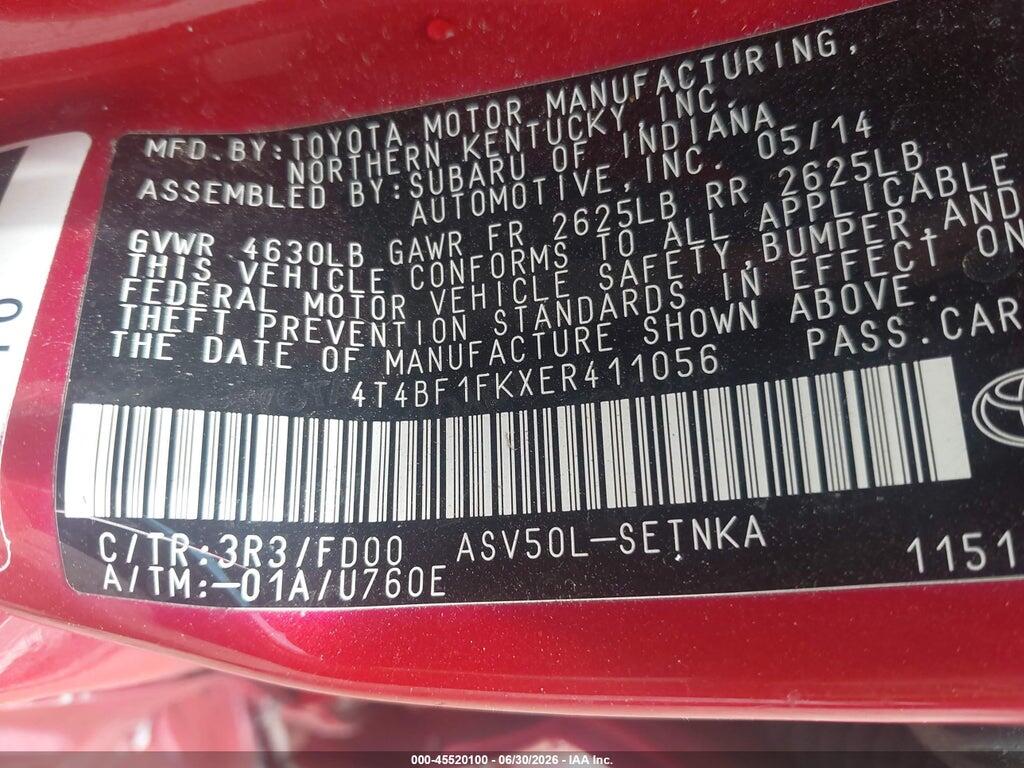 4T4BF1FKXER411056 2014 TOYOTA CAMRY photo no. 9