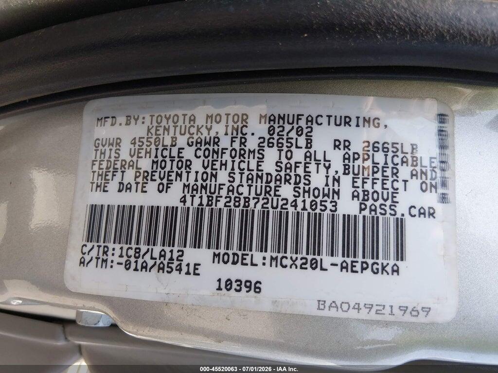 4T1BF28B72U241053 2002 TOYOTA AVALON photo no. 9