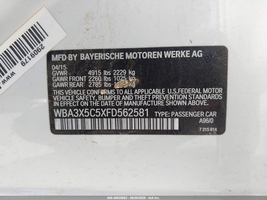 WBA3X5C5XFD562581 2015 BMW 328I GRAN TURISMO photo no. 9
