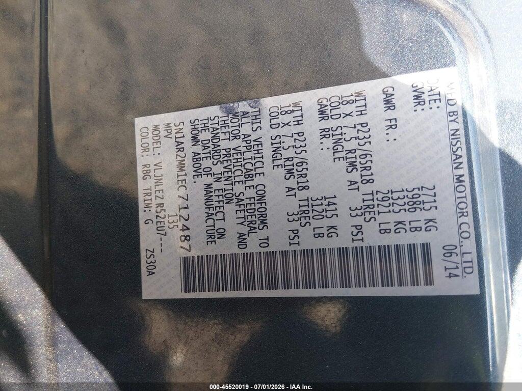 5N1AR2MM1EC712487 2014 NISSAN PATHFINDER photo no. 9