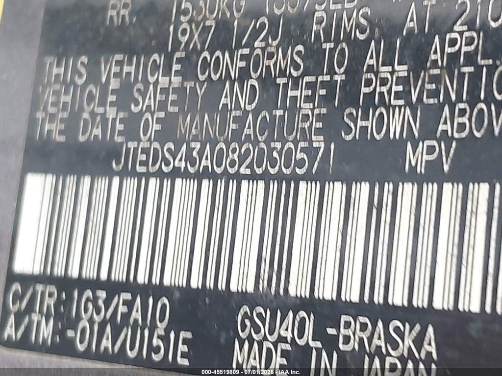 JTEDS43A082030571 2008 TOYOTA HIGHLANDER photo no. 9