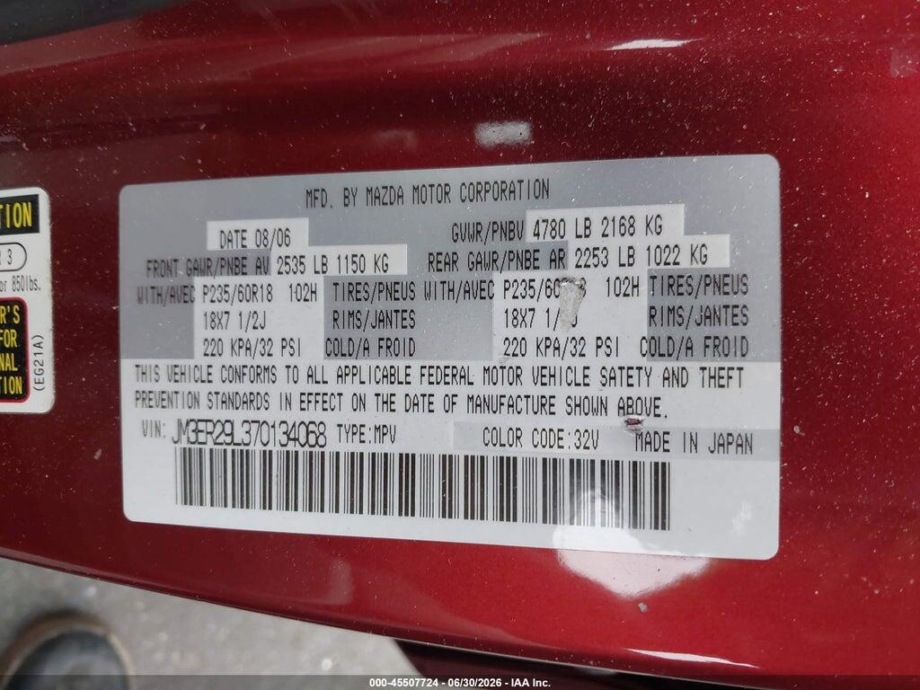 JM3ER29L370134068 2007 MAZDA CX-7 photo no. 9