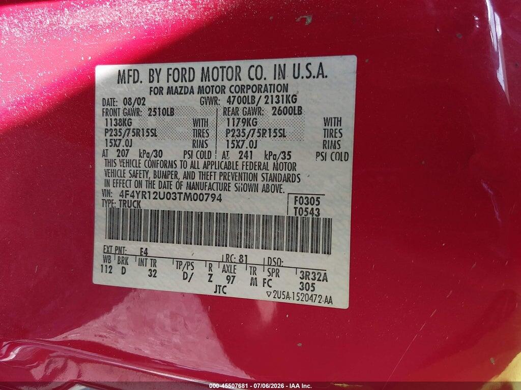 4F4YR12U03TM00794 2003 MAZDA B3000 photo no. 9