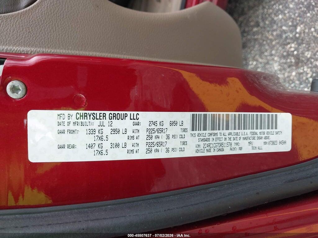 2C4RC1CG7DR511570 2013 CHRYSLER TOWN & COUNTRY photo no. 9