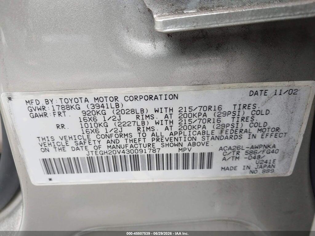 JTEGH20V430091787 2003 TOYOTA RAV4 photo no. 9