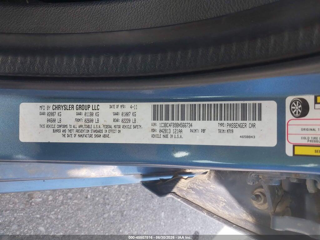 1C3BC4FB9BN566734 2011 CHRYSLER 200 photo no. 9