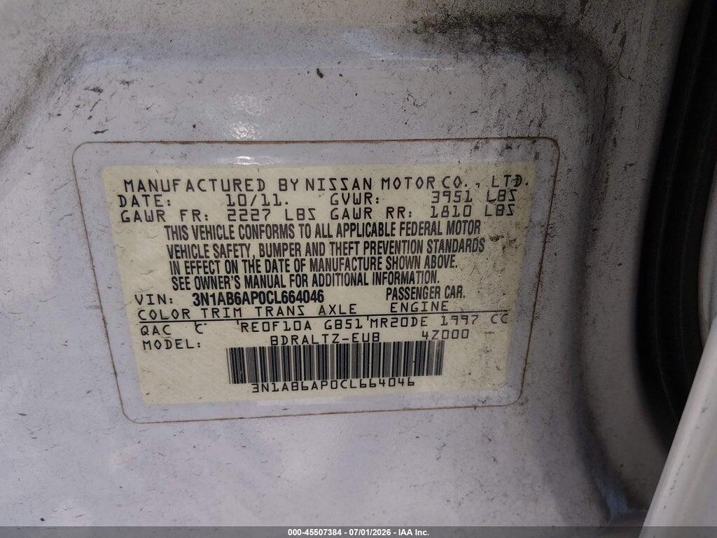 3N1AB6AP0CL664046 2012 NISSAN SENTRA photo no. 9