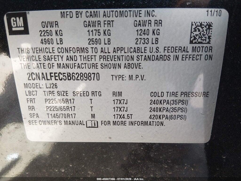 2CNALFEC5B6289870 2011 CHEVROLET EQUINOX photo no. 9