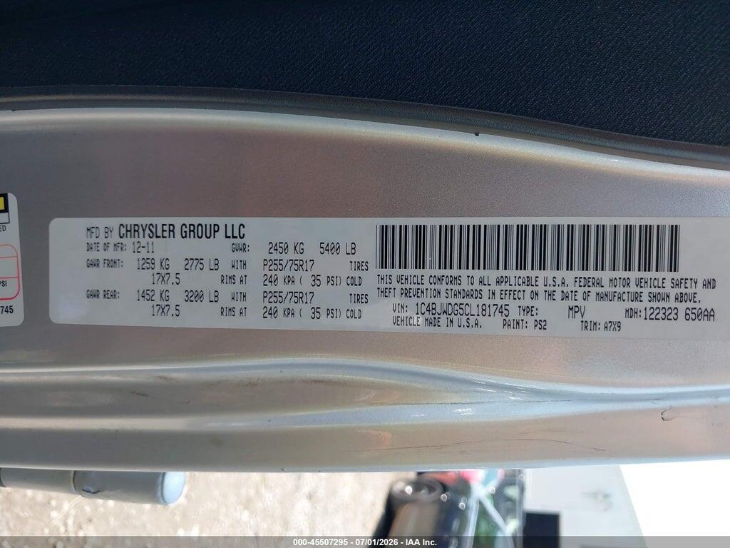 1C4BJWDG5CL181745 2012 JEEP WRANGLER UNLIMITED photo no. 9