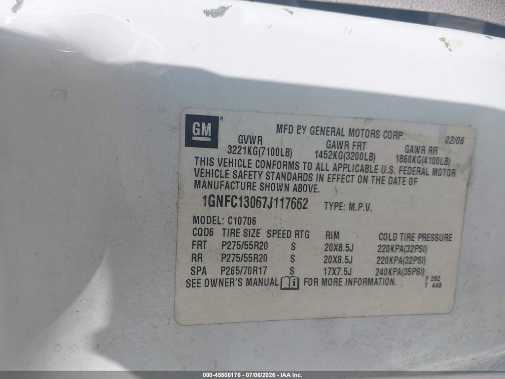 1GNFC13067J117662 2007 CHEVROLET TAHOE photo no. 9