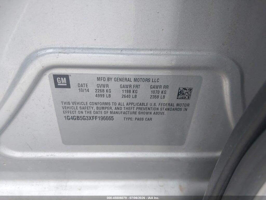 1G4GB5G3XFF196665 2015 BUICK LACROSSE photo no. 9
