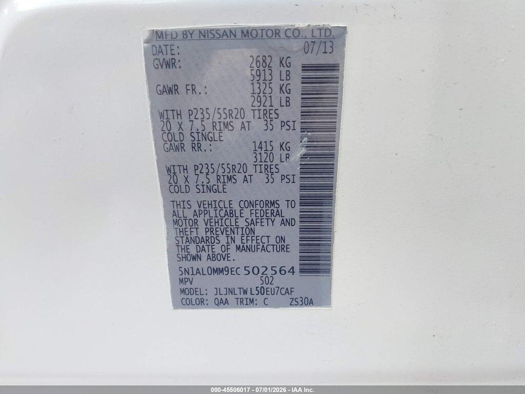 5N1AL0MM9EC502564 2014 INFINITI QX60 photo no. 9