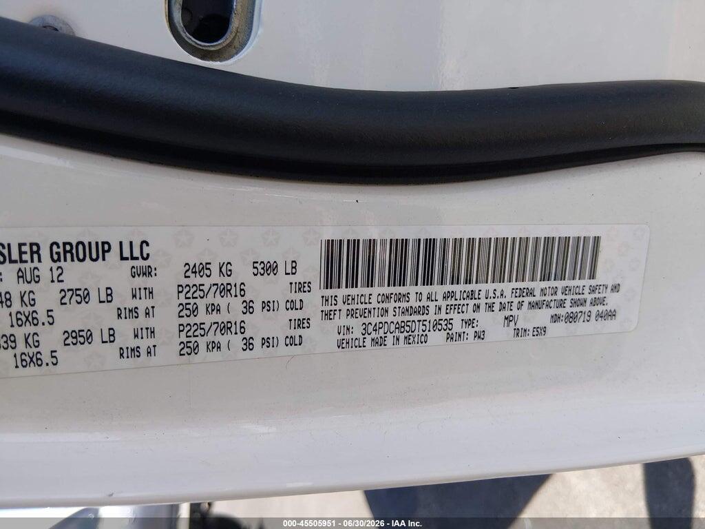 3C4PDCAB5DT510535 2013 DODGE JOURNEY photo no. 9