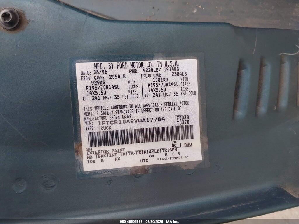 1FTCR10A9VUA17784 1997 FORD RANGER photo no. 9
