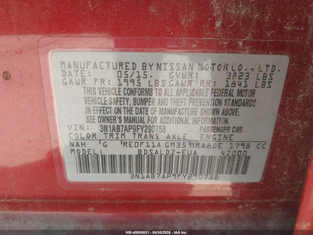 3N1AB7AP9FY290758 2015 NISSAN SENTRA photo no. 9