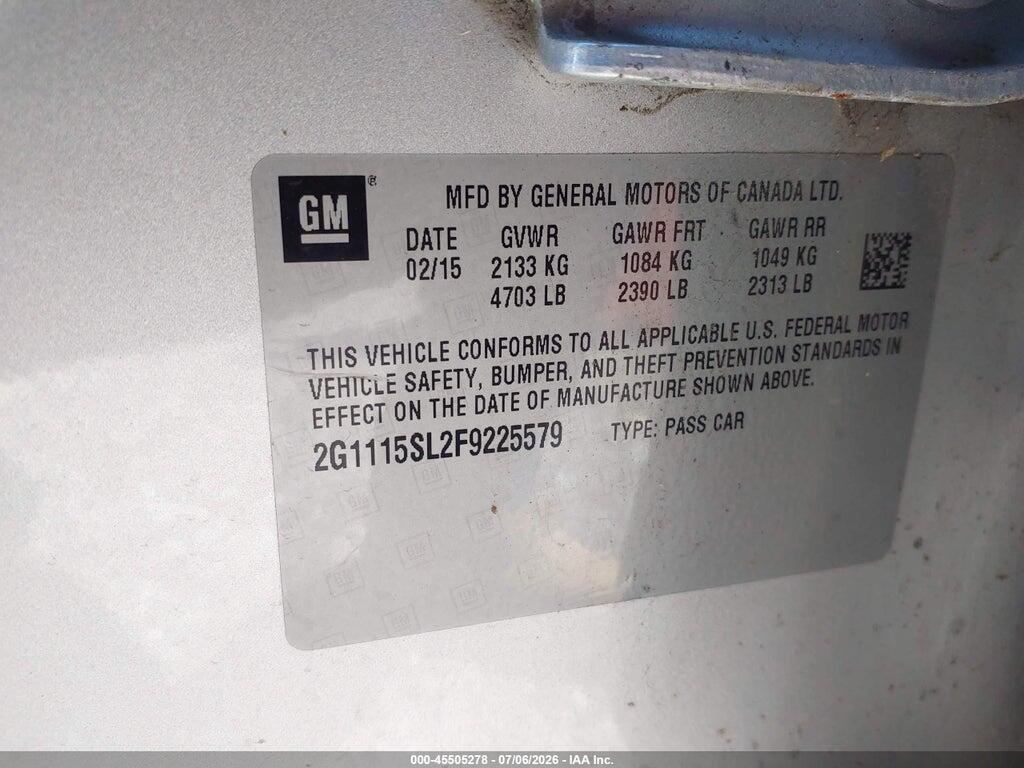 2G1115SL2F9225579 2015 CHEVROLET IMPALA photo no. 9