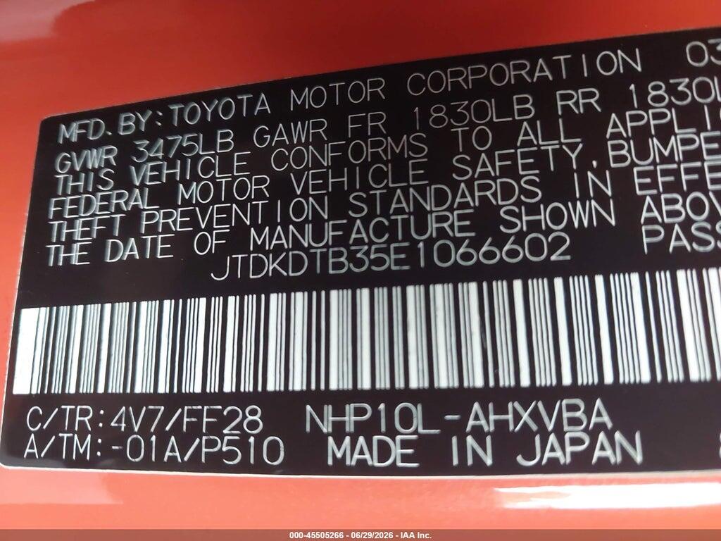 JTDKDTB35E1066602 2014 TOYOTA PRIUS C photo no. 9