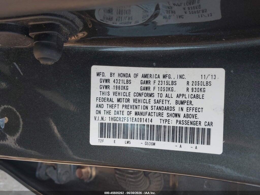 1HGCR2F51EA091414 2014 HONDA ACCORD photo no. 9