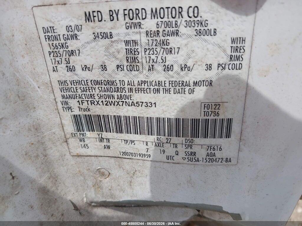1FTRX12WX7NA57331 2007 FORD F-150 photo no. 9