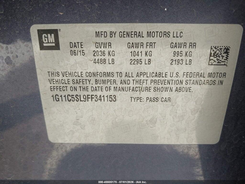1G11C5SL9FF341153 2015 CHEVROLET MALIBU photo no. 9