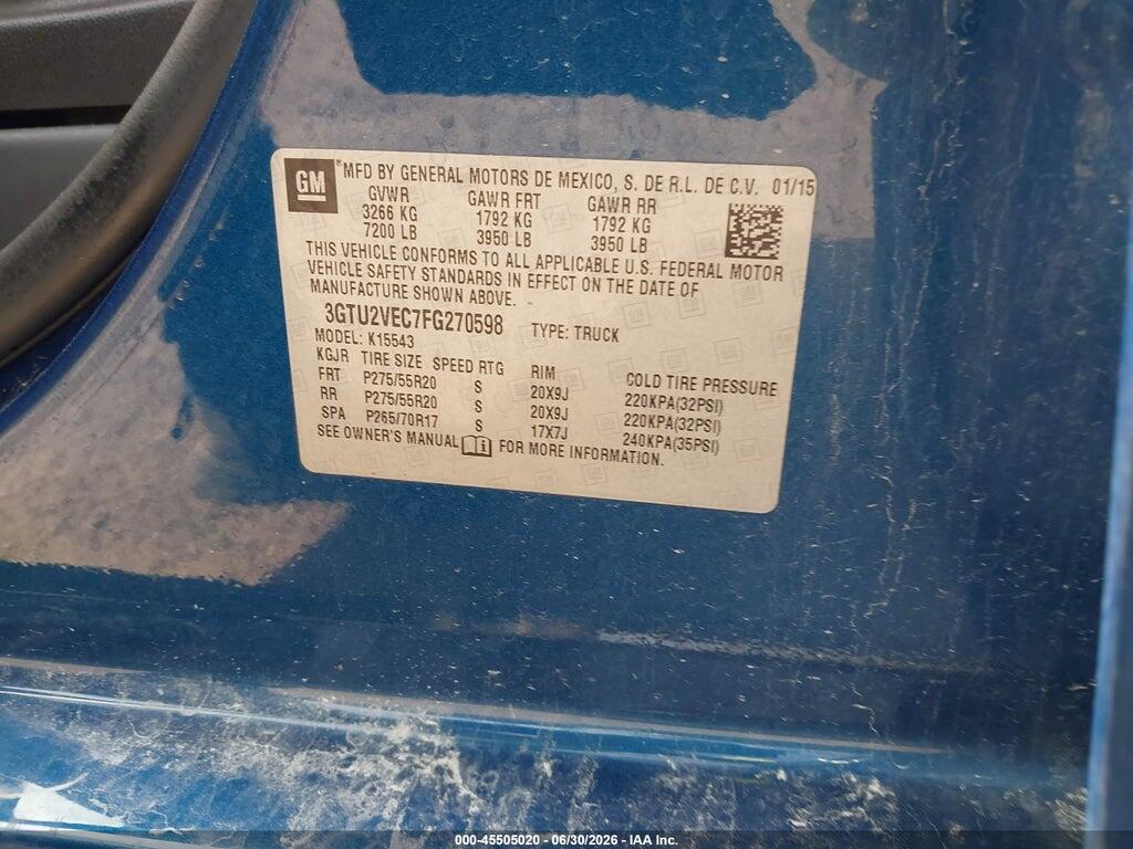 3GTU2VEC7FG270598 2015 GMC SIERRA 1500 photo no. 9