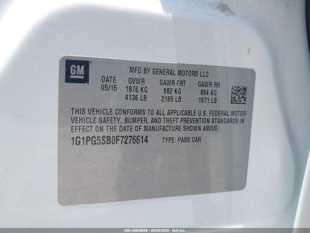 1G1PG5SB0F7276614 2015 CHEVROLET CRUZE photo no. 9