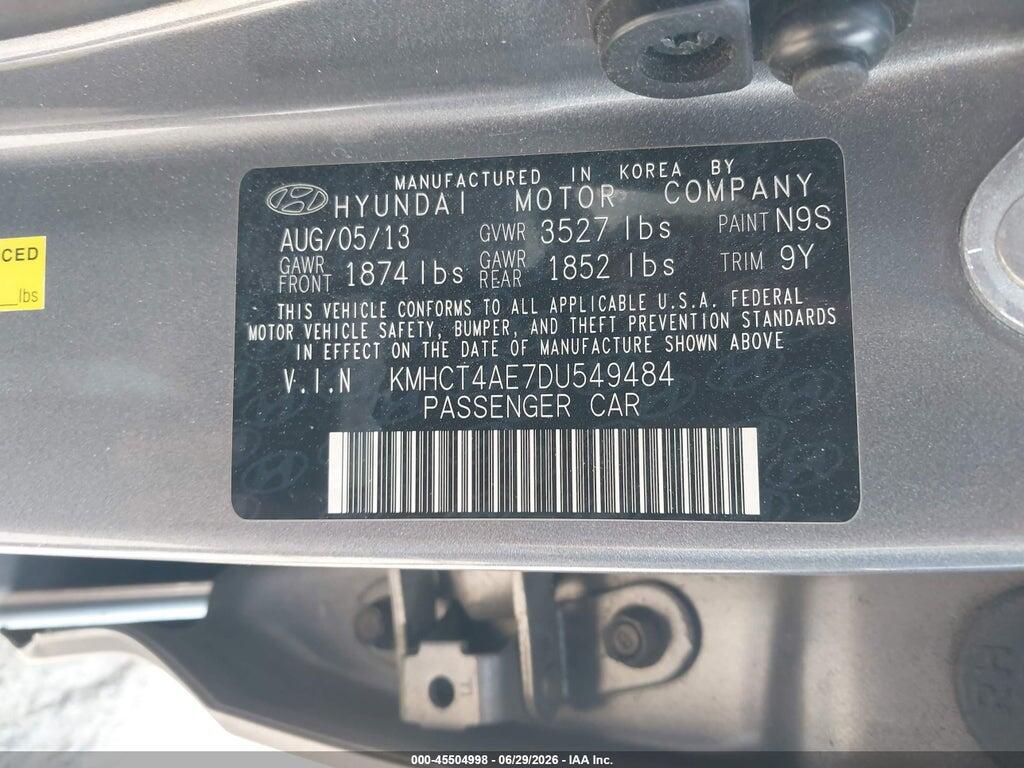 KMHCT4AE7DU549484 2013 HYUNDAI ACCENT photo no. 9