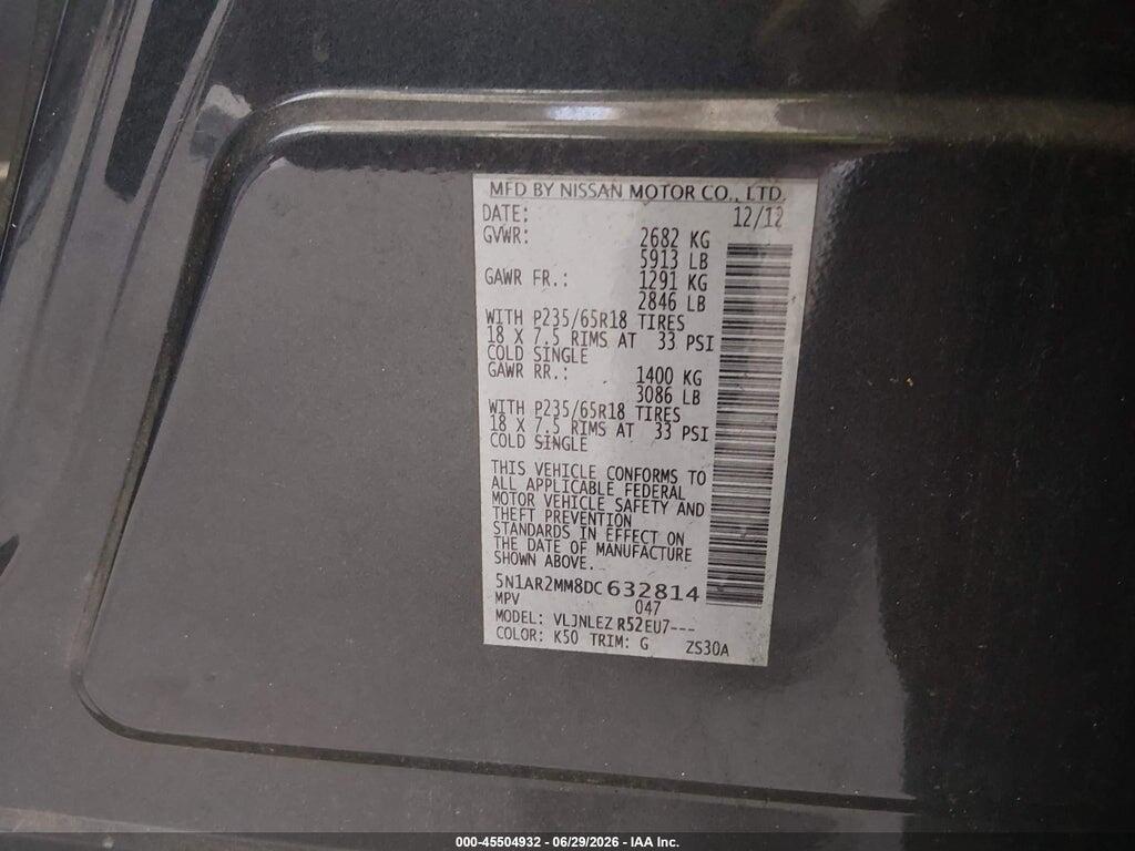 5N1AR2MM8DC632814 2013 NISSAN PATHFINDER photo no. 9