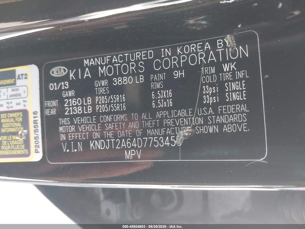 KNDJT2A64D7753456 2013 KIA SOUL photo no. 9