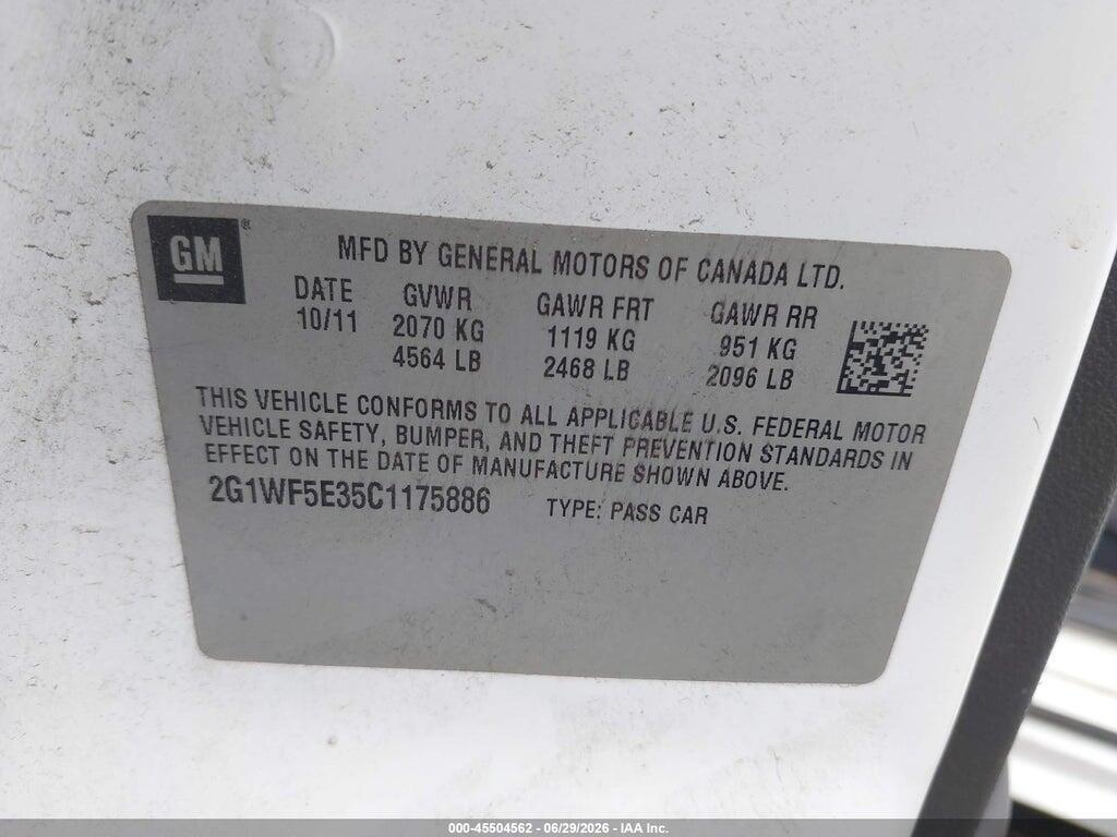2G1WF5E35C1175886 2012 CHEVROLET IMPALA photo no. 9