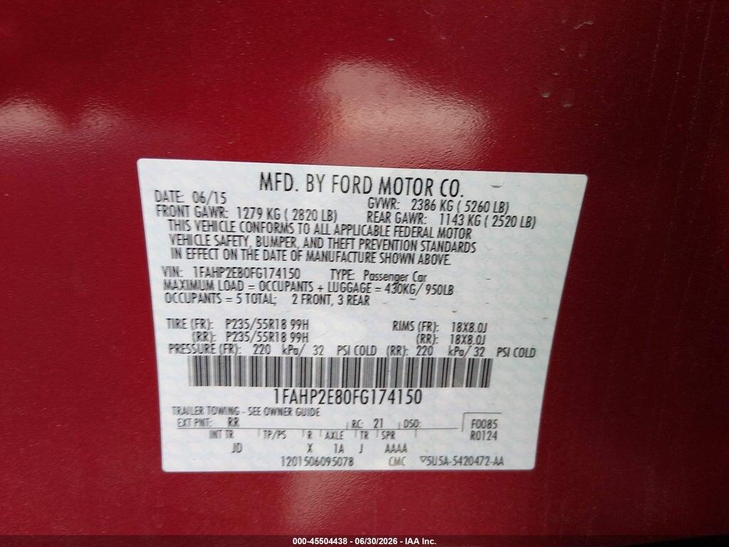 1FAHP2E80FG174150 2015 FORD TAURUS photo no. 9
