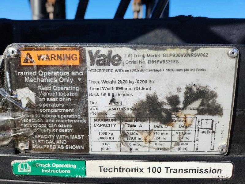 2018 YALE GLP030VXNRSV062 FORKLIFT — Фото 10 из 10