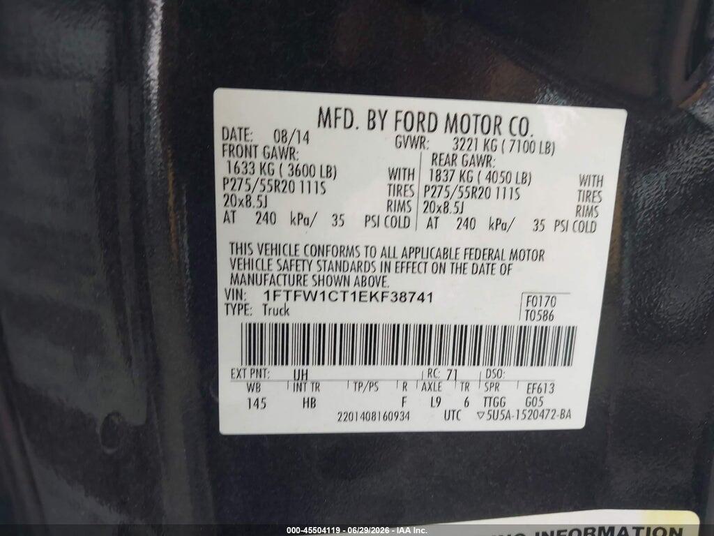 1FTFW1CT1EKF38741 2014 FORD F-150 photo no. 9