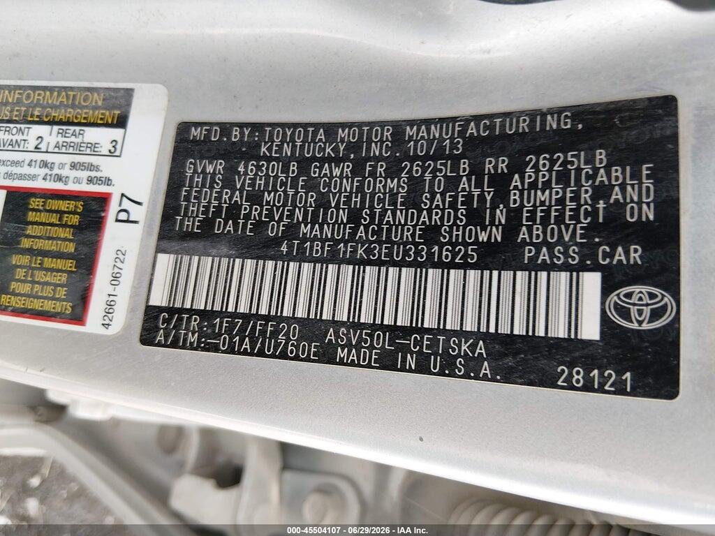 4T1BF1FK3EU331625 2014 TOYOTA CAMRY photo no. 9