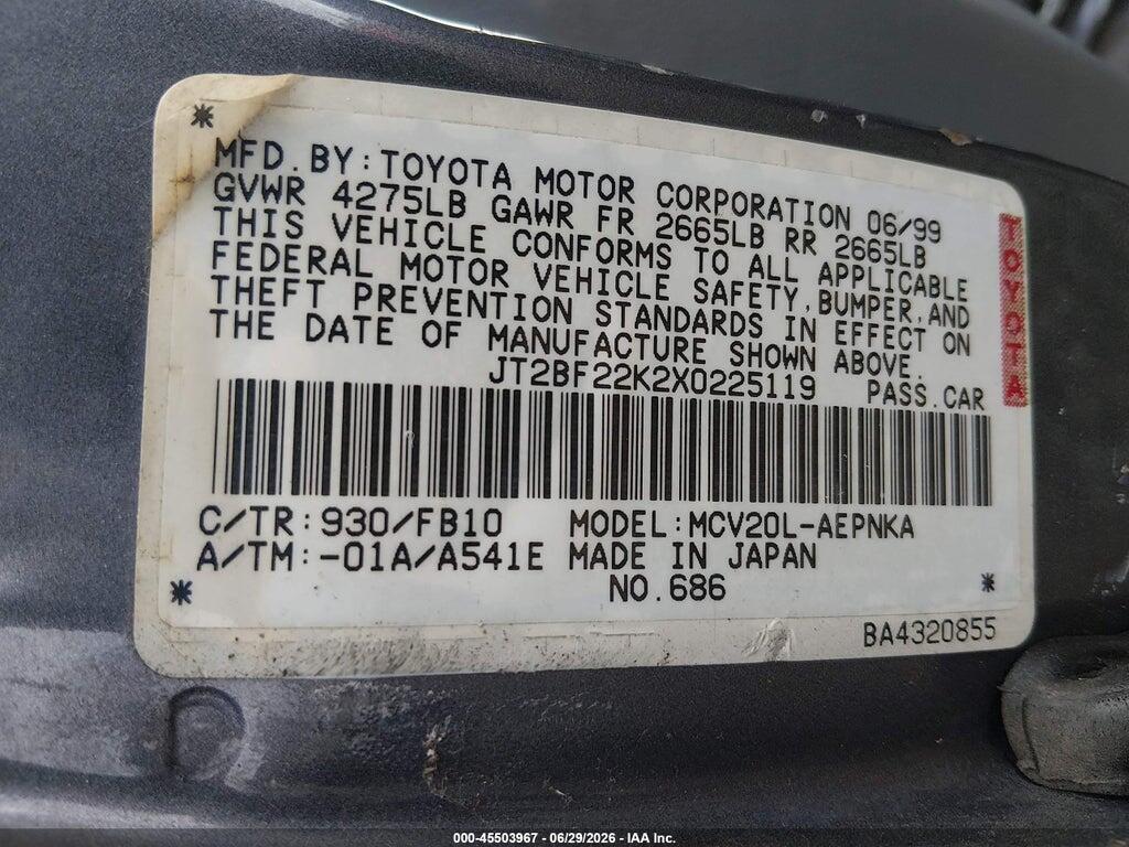 JT2BF22K2X0225119 1999 TOYOTA CAMRY photo no. 9