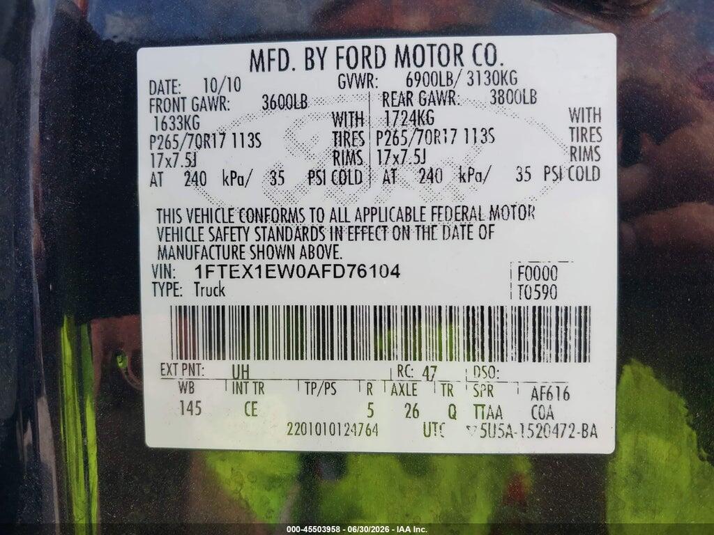 1FTEX1EW0AFD76104 2010 FORD F-150 photo no. 9