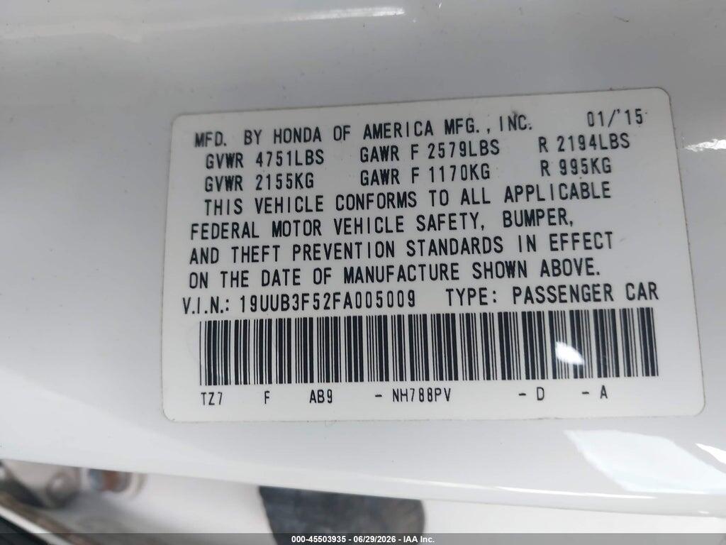 19UUB3F52FA005009 2015 ACURA TLX photo no. 9