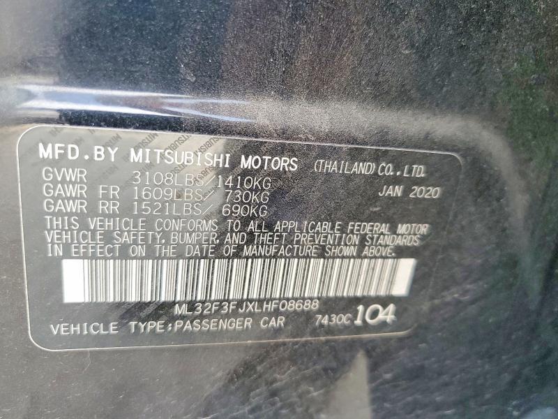 ML32F3FJXLHF04317 2020 MITSUBISHI MIRAGE photo no. 12