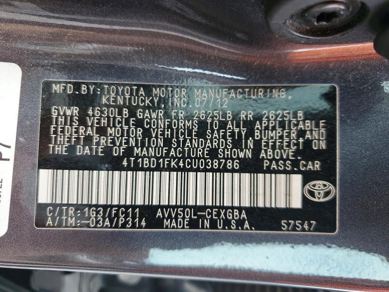 2012 TOYOTA CAMRY HYBRID XLE — Фото 12 из 12