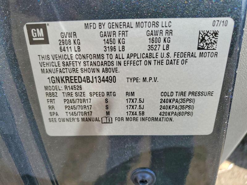 1GNKREED4BJ134490 2011 CHEVROLET TRAVERSE photo no. 12