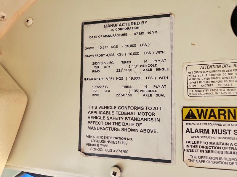 2011 IC CORPORATION CE SERIES SCHOOL - SCHOOL BUS — Фото 10 из 10