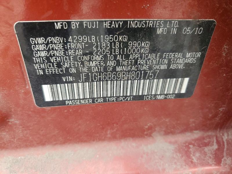 2011 SUBARU IMPREZA 2.5I PREMIUM — Фото 13 из 13