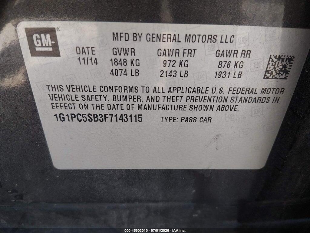 1G1PC5SB3F7143115 2015 CHEVROLET CRUZE photo no. 9
