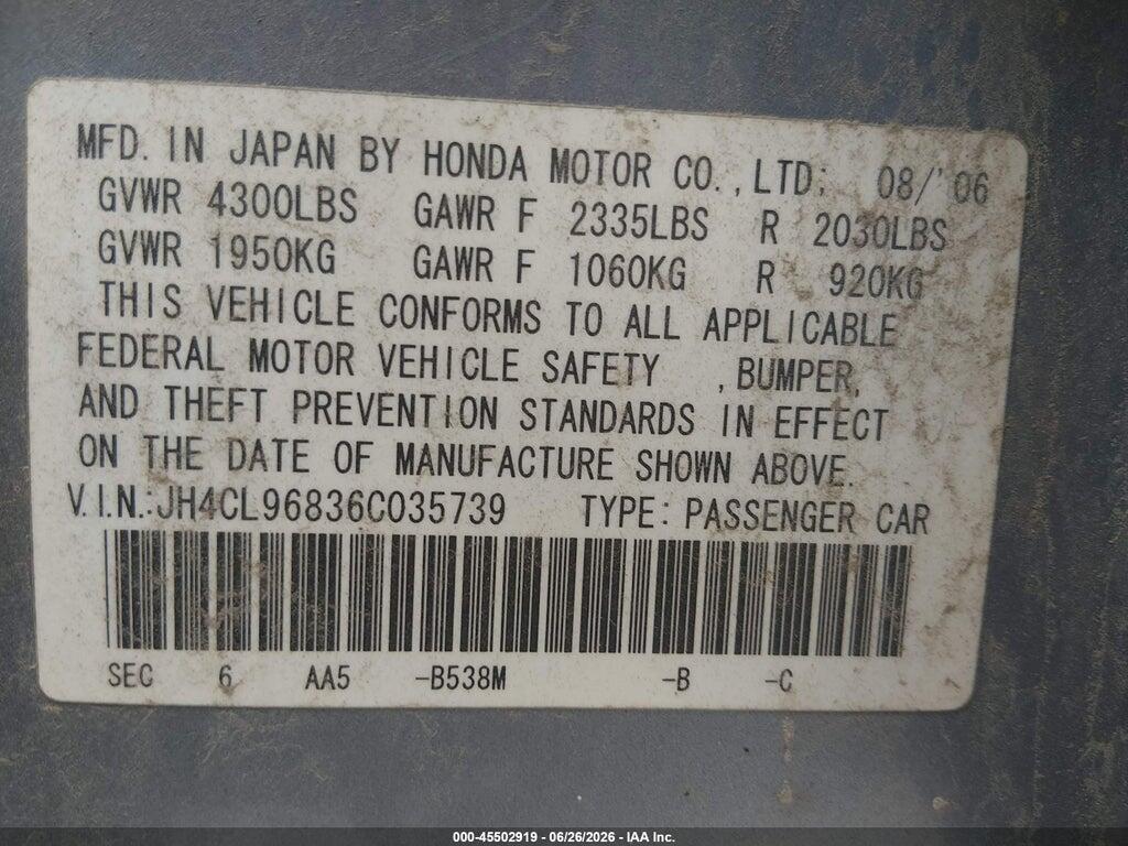JH4CL96836C035739 2006 ACURA TSX photo no. 9