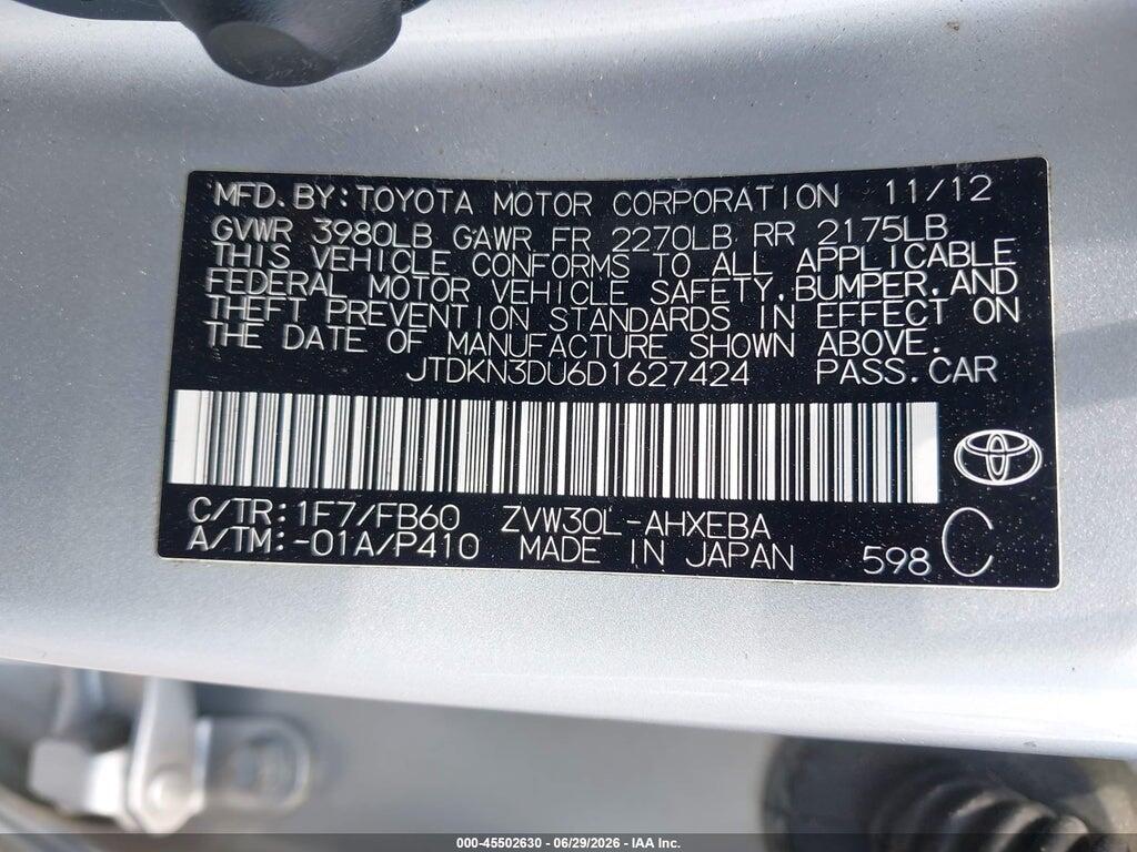 JTDKN3DU6D1627424 2013 TOYOTA PRIUS photo no. 9