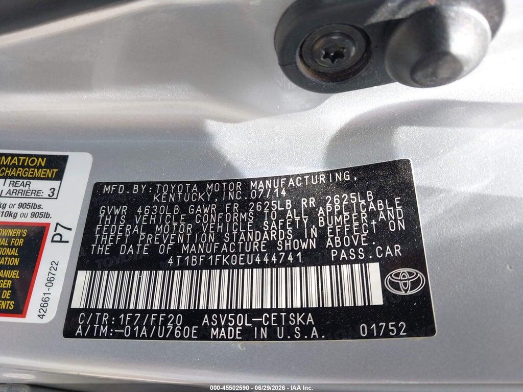 4T1BF1FK0EU444741 2014 TOYOTA CAMRY photo no. 9