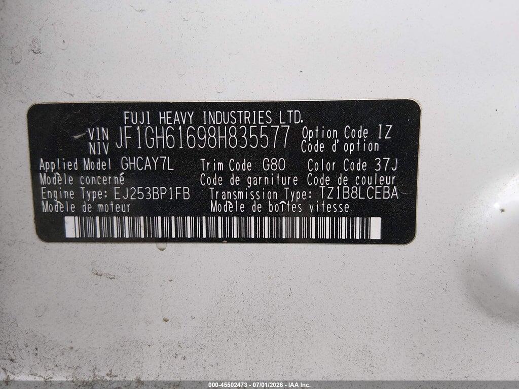 JF1GH61698H835577 2008 SUBARU IMPREZA WAGON (NATL photo no. 9