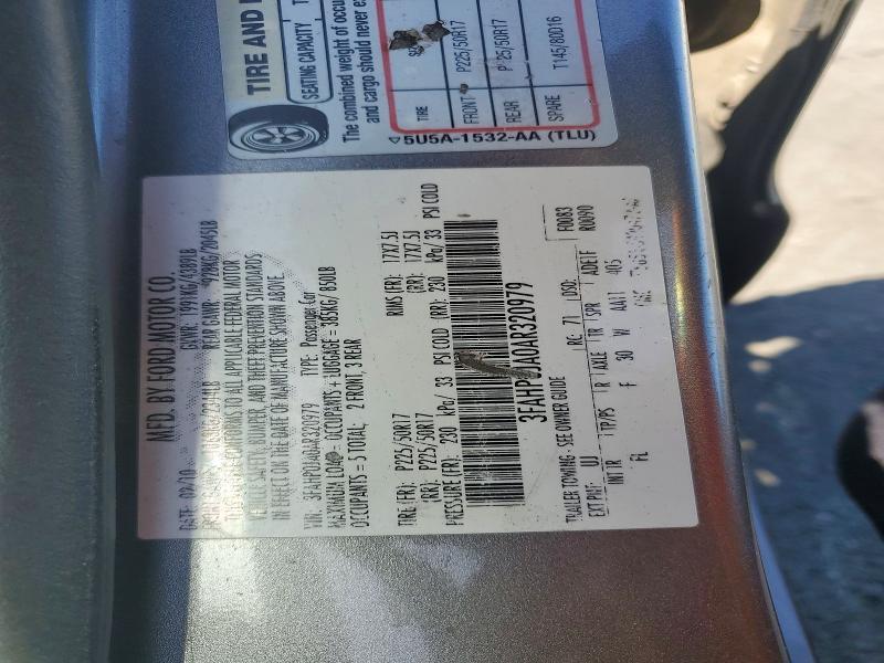 3FAHP0JA0AR320979 2010 FORD FUSION photo no. 12