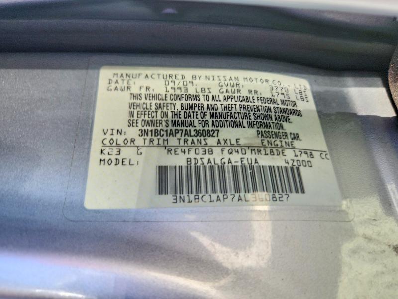 3N1BC1AP7AL360827 2010 NISSAN VERSA photo no. 12