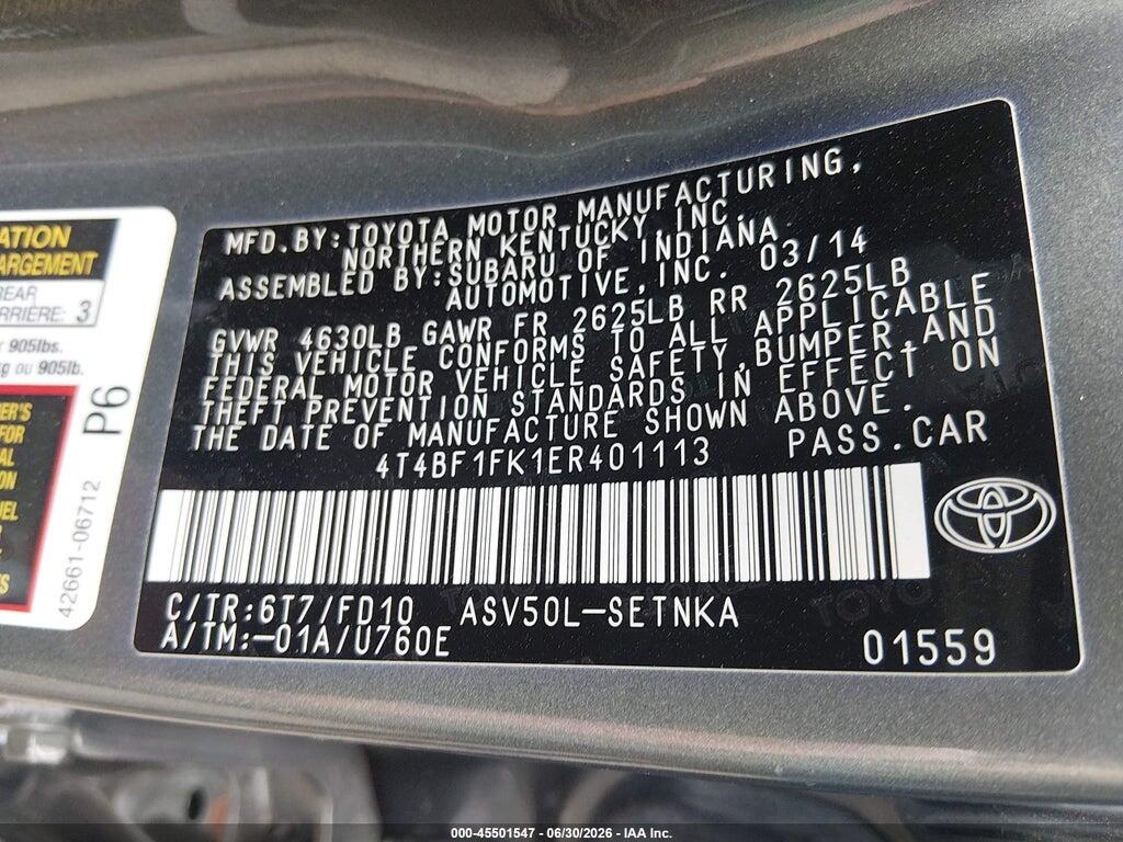 4T4BF1FK1ER401113 2014 TOYOTA CAMRY photo no. 9